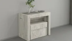 Banc Yutu, Siège pour table à manger, Banc simple extensible, 290x25h45 cm, Ciment