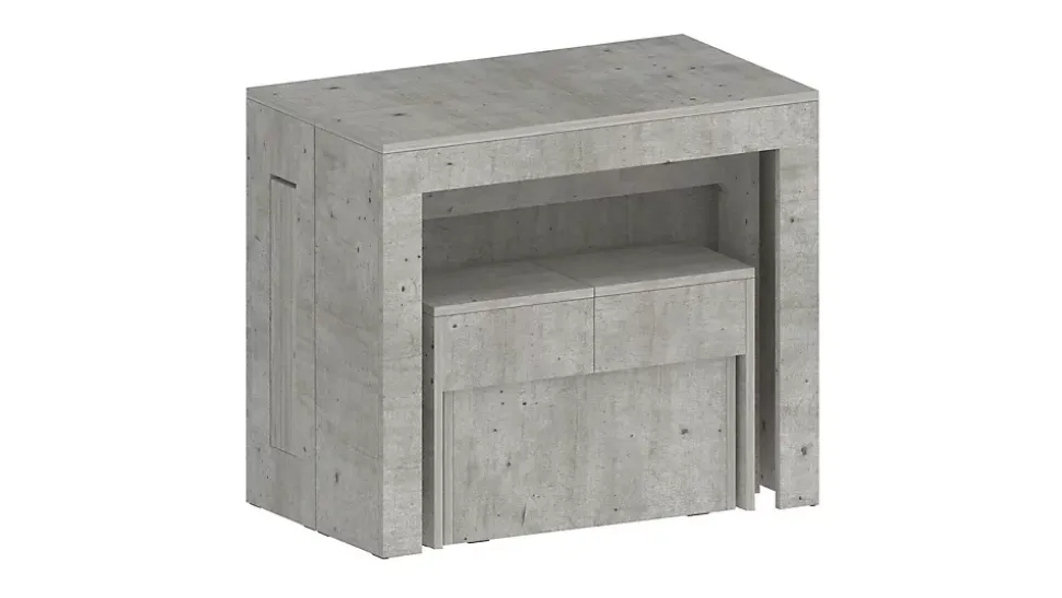 Banc Yutu, Siège pour table à manger, Banc simple extensible, 290x25h45 cm, Ciment
