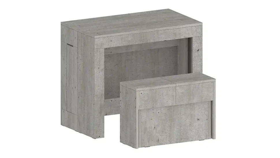 Banc Yutu, Siège pour table à manger, Banc simple extensible, 290x25h45 cm, Ciment