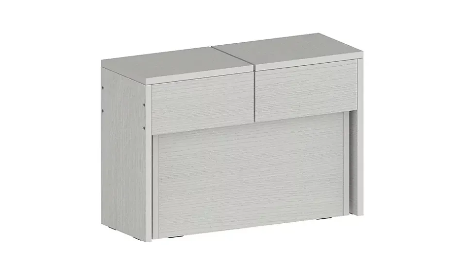 Banc Yutu, Siège pour table à manger, Banc simple extensible, 290x25h45 cm, Blanc