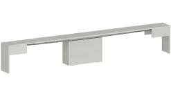 Banc Yutu, Siège pour table à manger, Banc simple extensible, 290x25h45 cm, Blanc