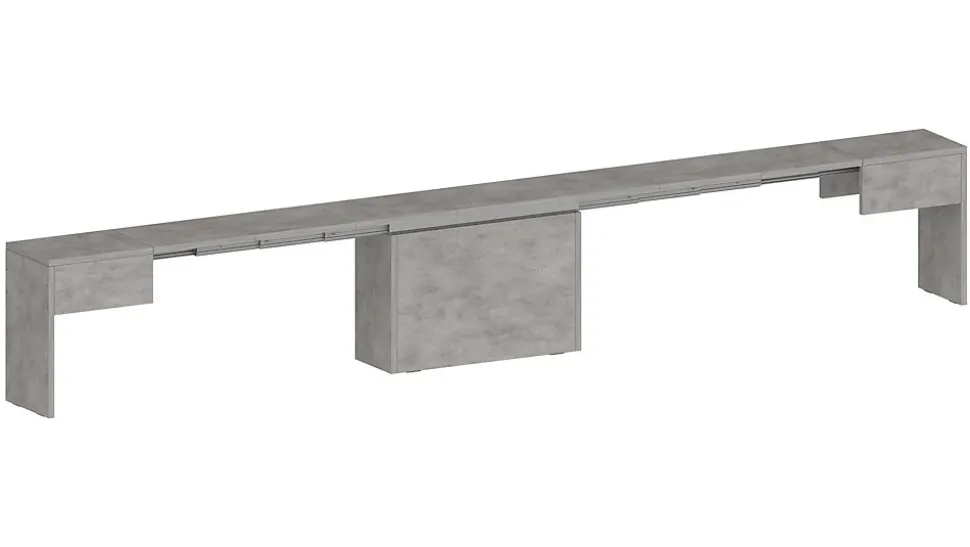Banc Yutu, Siège pour table à manger, Banc simple extensible, 290x25h45 cm, Gris