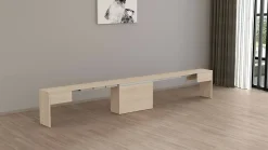 Banc Yutu, Siège pour table à manger, Banc simple extensible, 290x25h45 cm, Olmo
