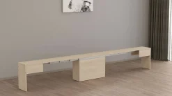 Banc Yutu, Siège pour table à manger, Banc simple extensible, 290x25h45 cm, Olmo