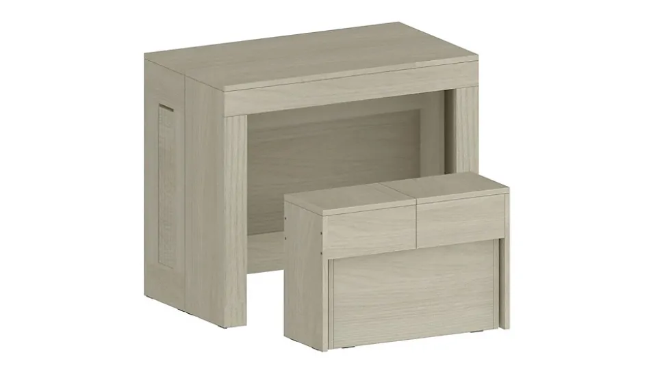Banc Yutu, Siège pour table à manger, Banc simple extensible, 290x25h45 cm, Olmo