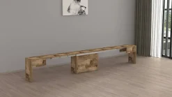Banc Yutu, Siège pour table à manger, Banc simple extensible, 290x25h45 cm, Érable