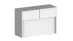 Banc Yutu, Siège pour table à manger, Banc simple extensible, 290x25h45 cm, Blanc brillant