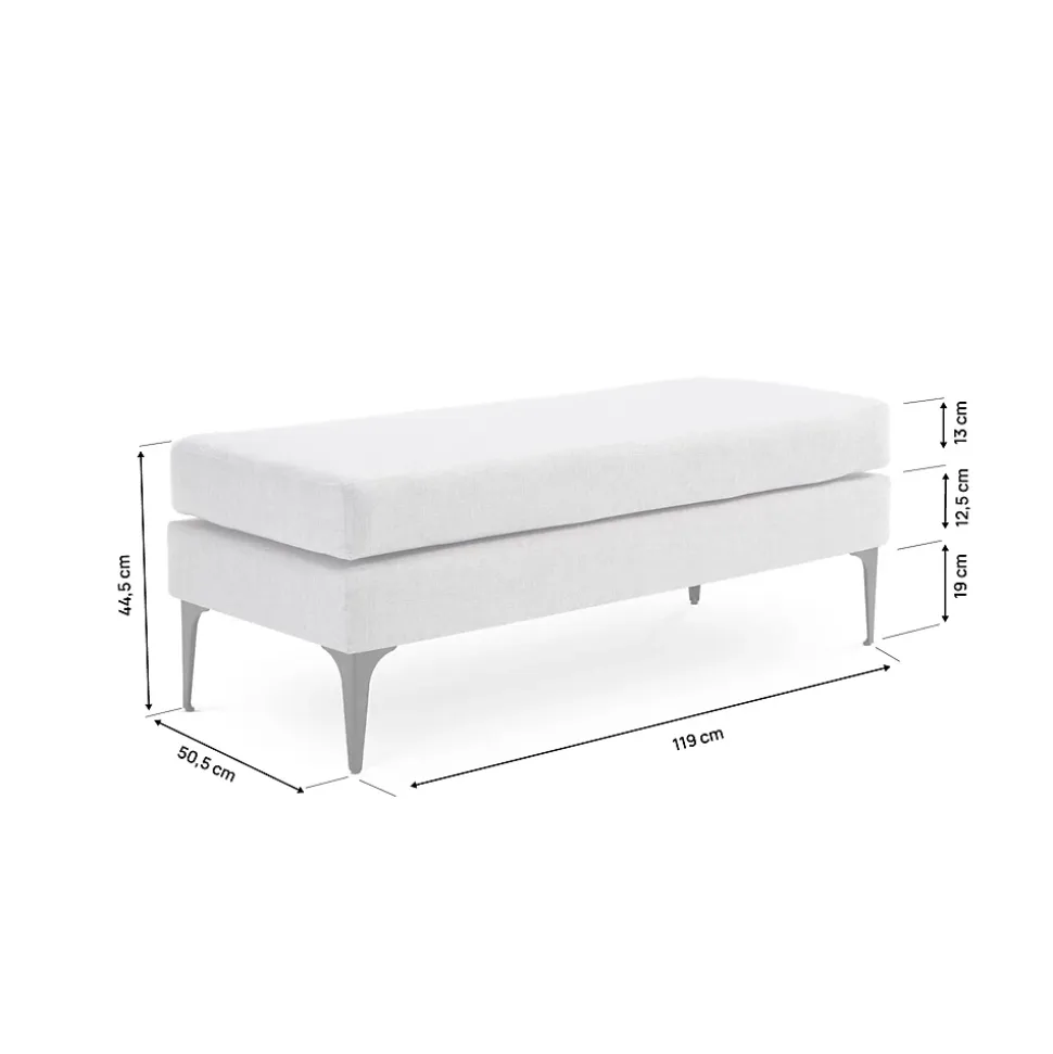 Banc/bout de lit MAX tissu gris clair