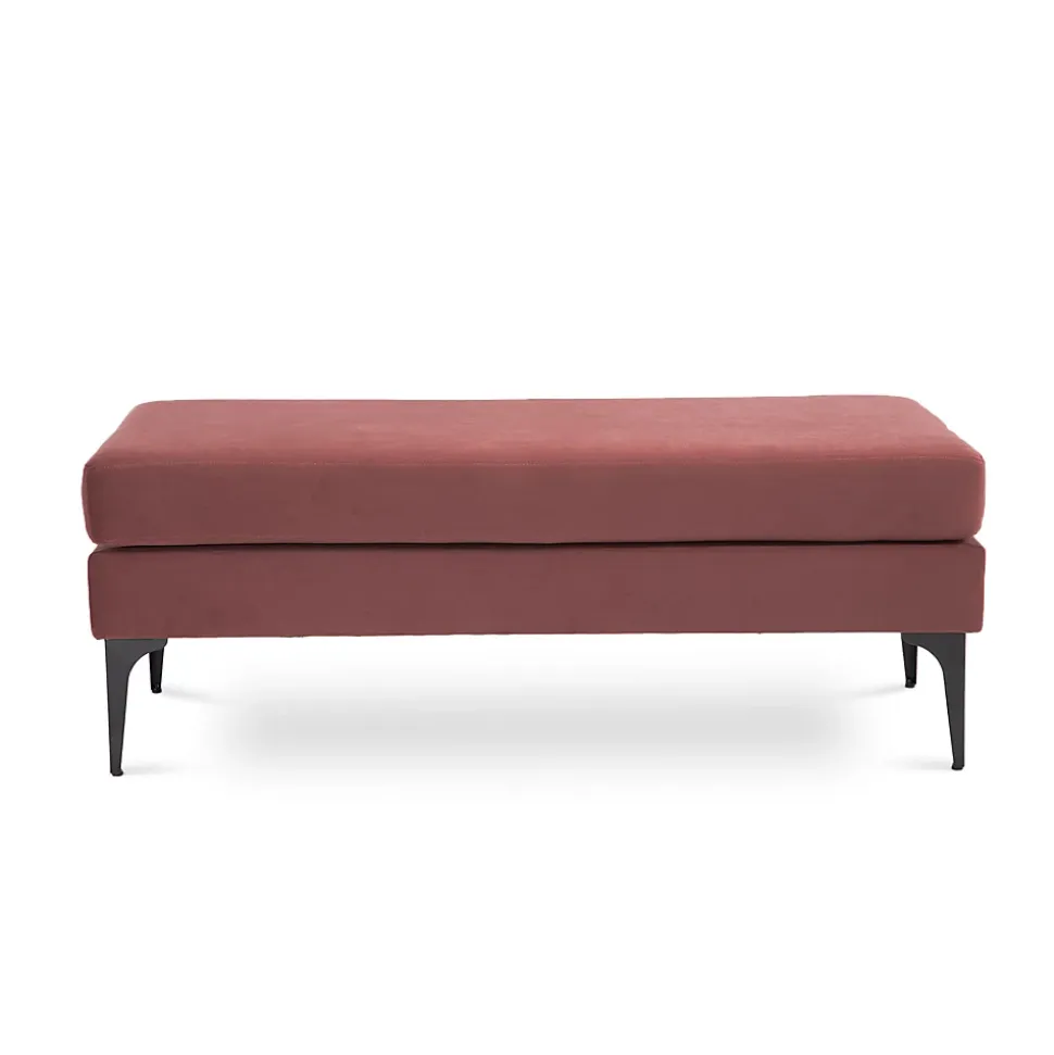 Banc/bout de lit MAX velours vieux rose