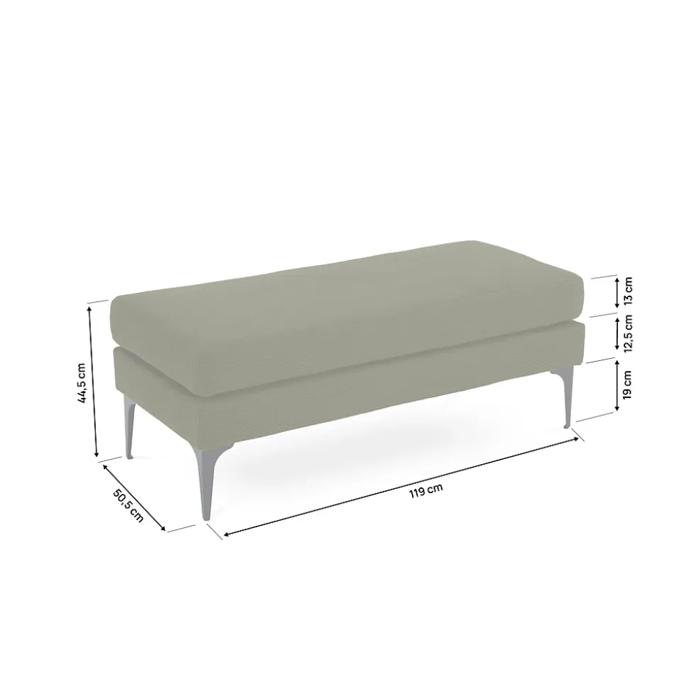 Banc/bout de lit MAX velours côtelé kaki