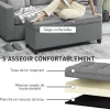 Banquette bout de lit coffre design Chesterfield dim. 120 x 40 x 48 cm tissu gris