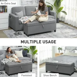 Banquette bout de lit coffre design Chesterfield dim. 120 x 40 x 48 cm tissu gris