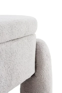 Banquette coffre avec structure et pieds tapissés en boucle gris clair