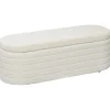 Banquette coffre de rangement 2 en 1 - bout de lit - effet laine bouclé crème