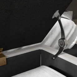Banquette coffre de rangement 2 en 1 design art déco - piètement épingle acier doré tissu crème