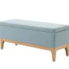 Banquette coffre de rangement 2 en 1 style scandinave dim. 110L x 39l x 45H cm tissu vert d'eau