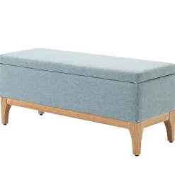 Banquette coffre de rangement 2 en 1 style scandinave dim. 110L x 39l x 45H cm tissu vert d'eau