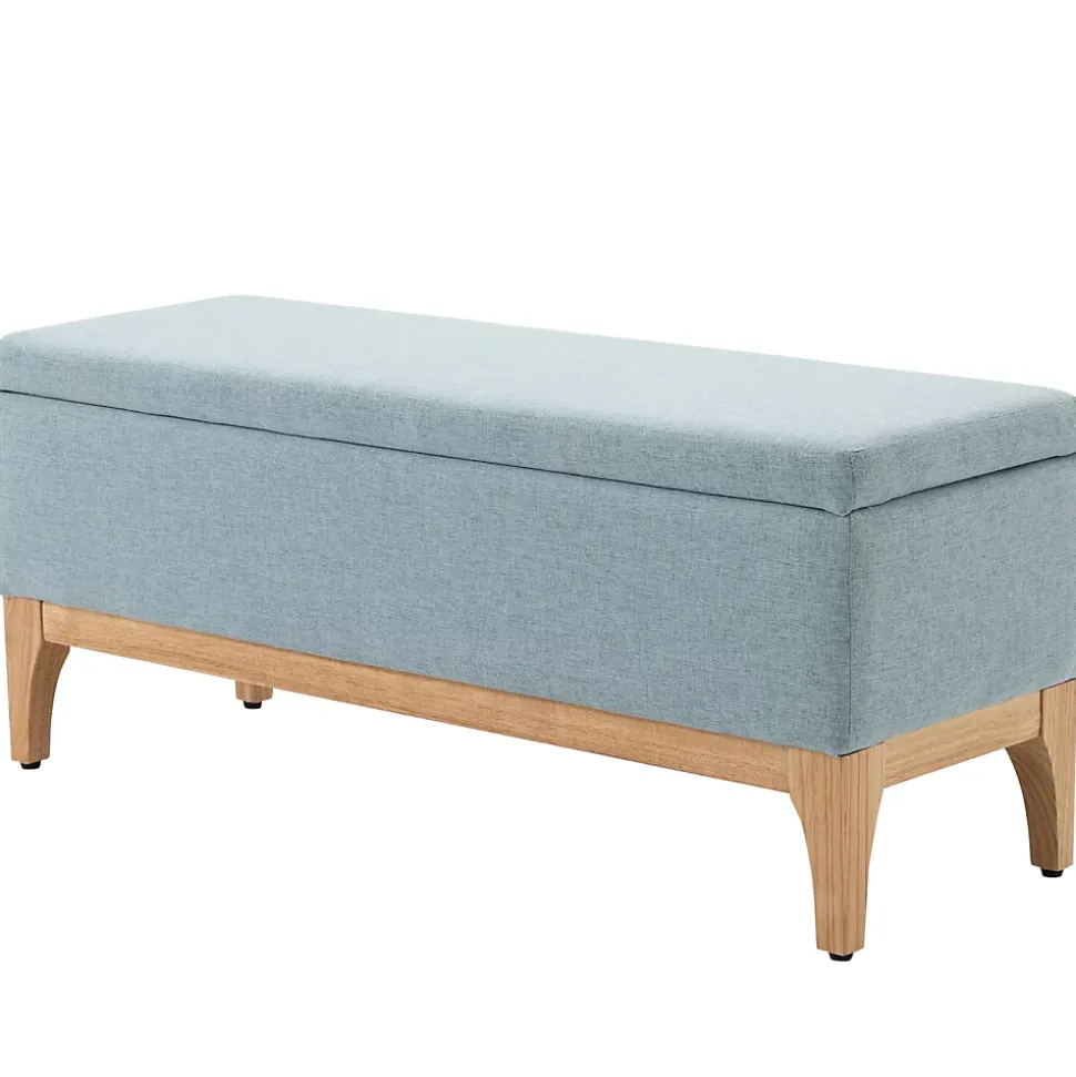 Banquette coffre de rangement 2 en 1 style scandinave dim. 110L x 39l x 45H cm tissu vert d'eau