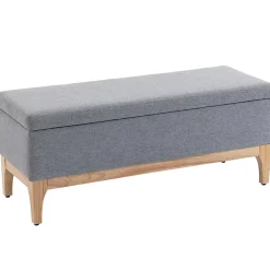 Banquette coffre de rangement 2 en 1 style scandinave dim. 110L x 39l x 45H cm tissu gris