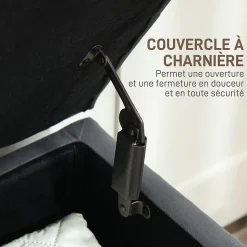 Banquette coffre style baroque - piètement bois assise effet capitonné velours gris