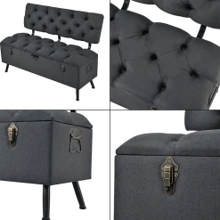 Banquette de rangement Malmohus siège rabattable gris foncé en.casa