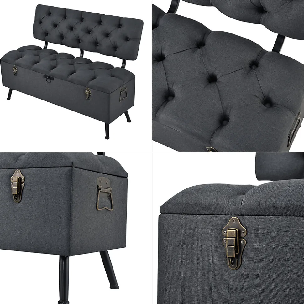 Banquette de rangement Malmohus siège rabattable gris foncé en.casa