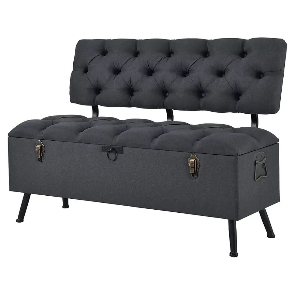 Banquette de rangement Malmohus siège rabattable gris foncé en.casa
