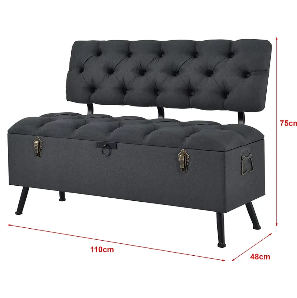 Banquette de rangement Malmohus siège rabattable gris foncé en.casa