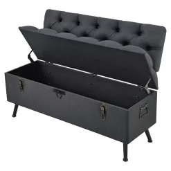 Banquette de rangement Malmohus siège rabattable gris foncé en.casa