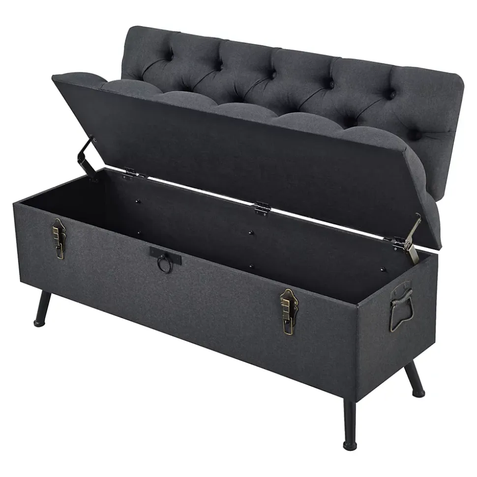 Banquette de rangement Malmohus siège rabattable gris foncé en.casa