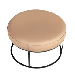 Banquette en cuir marron avec assise rembourrée