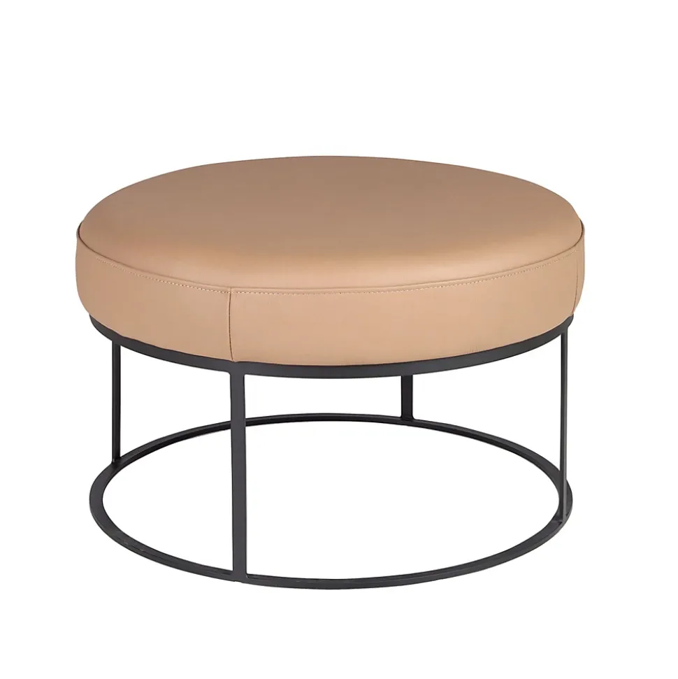 Banquette en cuir marron avec assise rembourrée
