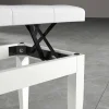Banquette piano tabouret siege hauteur reglable blanc bois revêtement synthétique