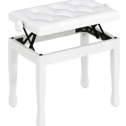 Banquette piano tabouret siege hauteur reglable blanc bois revêtement synthétique