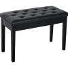 Banquette tabouret siège pour piano avec coffre de rangement pied bois caoutchouc assise capitonnée revêtement synthétique noir