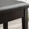 Banquette tabouret siège pour piano avec coffre de rangement pied bois hévéa revêtement synthétique noir