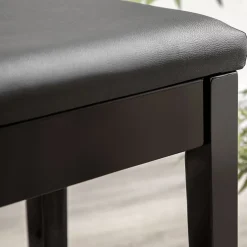Banquette tabouret siège pour piano avec coffre de rangement pied bois hévéa revêtement synthétique noir