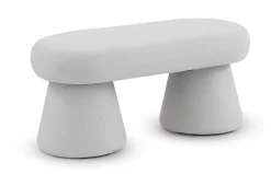 Banquette tapissée avec structure et pieds en boucle blanche