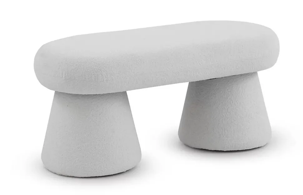 Banquette tapissée avec structure et pieds en boucle blanche
