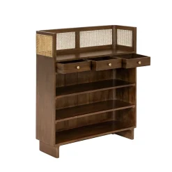 Bar en bois de manguier et cannage Remick