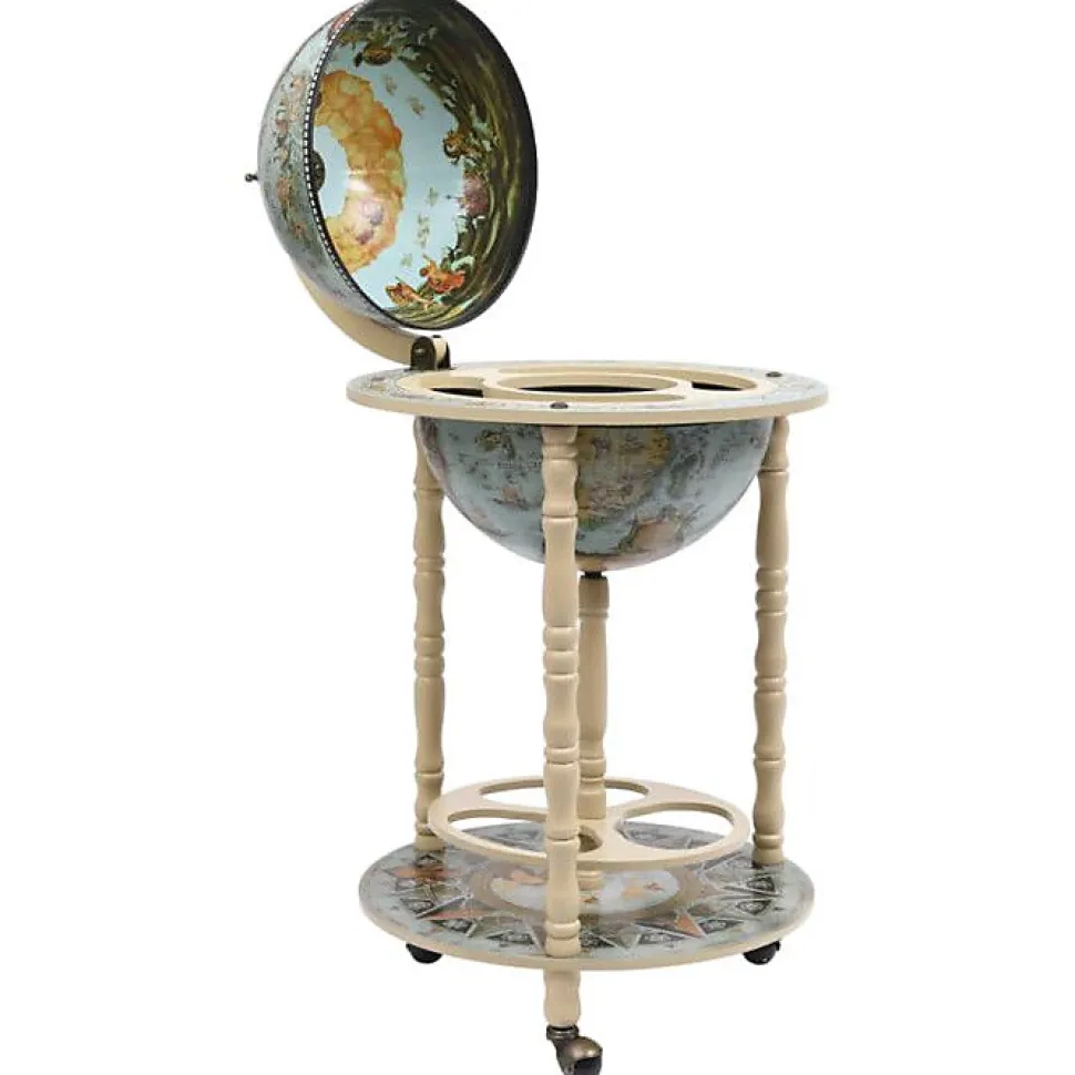 Bar sous forme de globe - VIDAXL - Armoire à vin - Bois solide - Bleu et Blanc - Mobilité facile