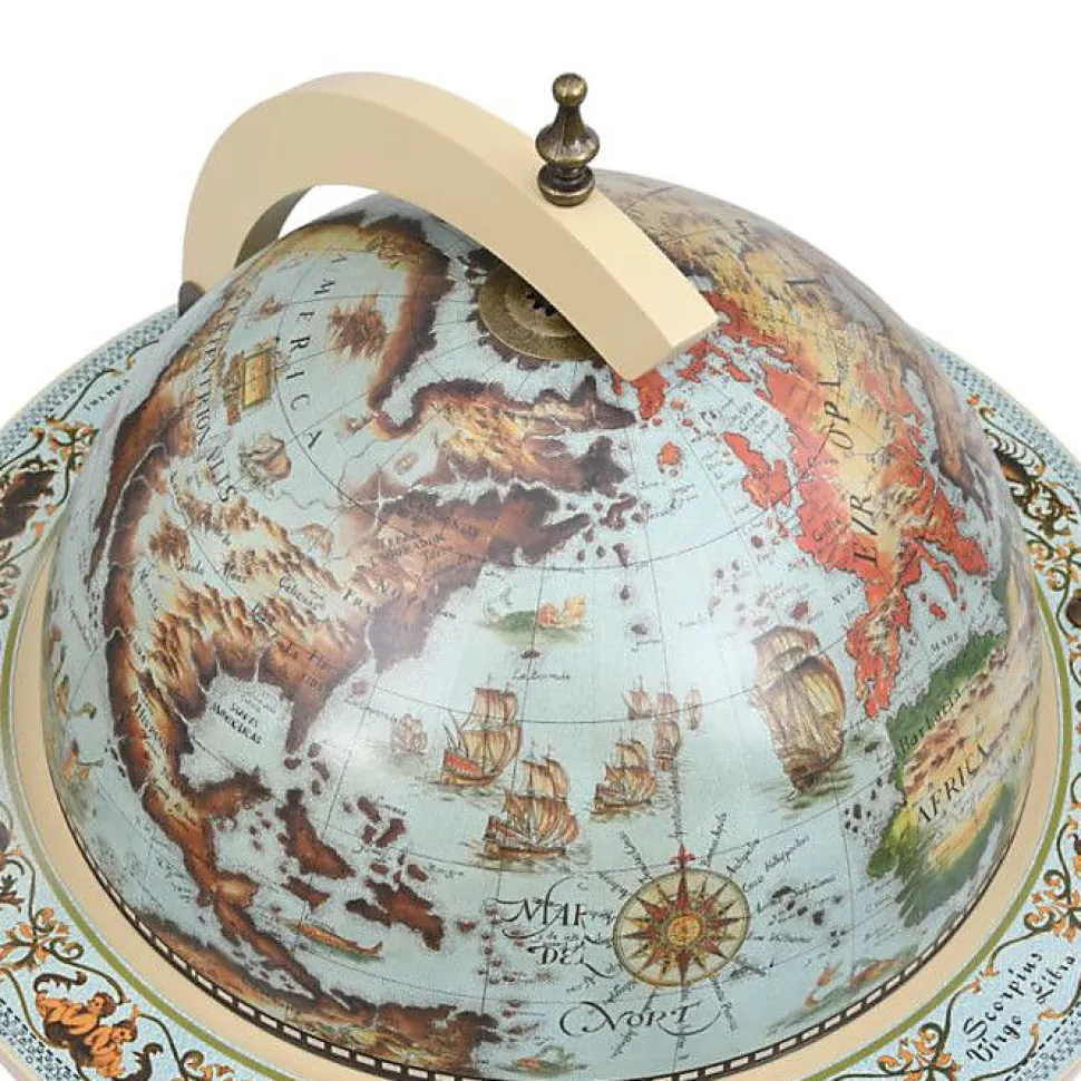 Bar sous forme de globe - VIDAXL - Armoire à vin - Bois solide - Bleu et Blanc - Mobilité facile