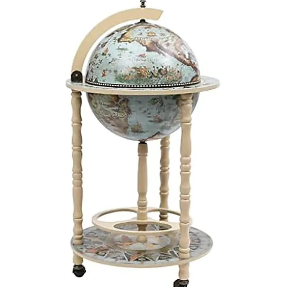 Bar sous forme de globe - VIDAXL - Armoire à vin - Bois solide - Bleu et Blanc - Mobilité facile