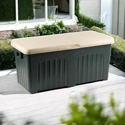 Baule Foligno, Conteneur de rangement polyvalent, Coffre moderne, 100% Made in Italy, 125x57h56 cm, Gris