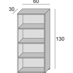 Bibliotheque Ddjuri, Bibliotheque avec 3 Etageres réglables, Etagere à livres, 60x30h130 cm, Blanc et Chêne