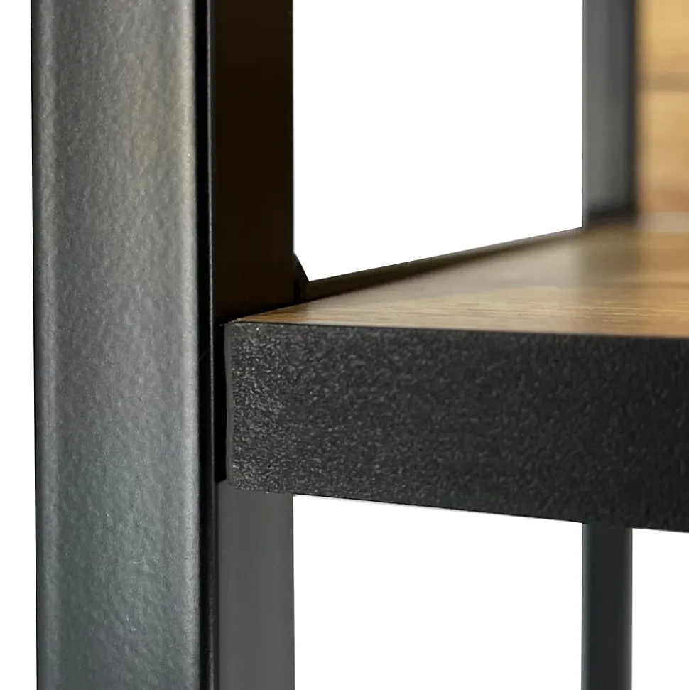 Bibliotheque murale industrielle sur pied Noire 70 cm façade Chêne Artisan 6 étagères 70x32x192 cm