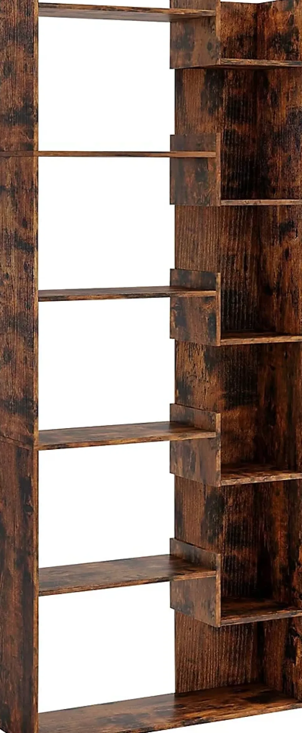 Bibliotheque pour Salon en Bois à 6 Niveaux, Bibliothèque Meuble de Rangement Haut avec Kit Anti-basculement