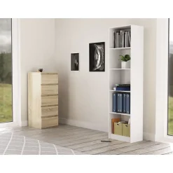 Bibliotheque style scandinave salon - 50x30x181 - 5 tablettes - etagere à livres-KAFFI