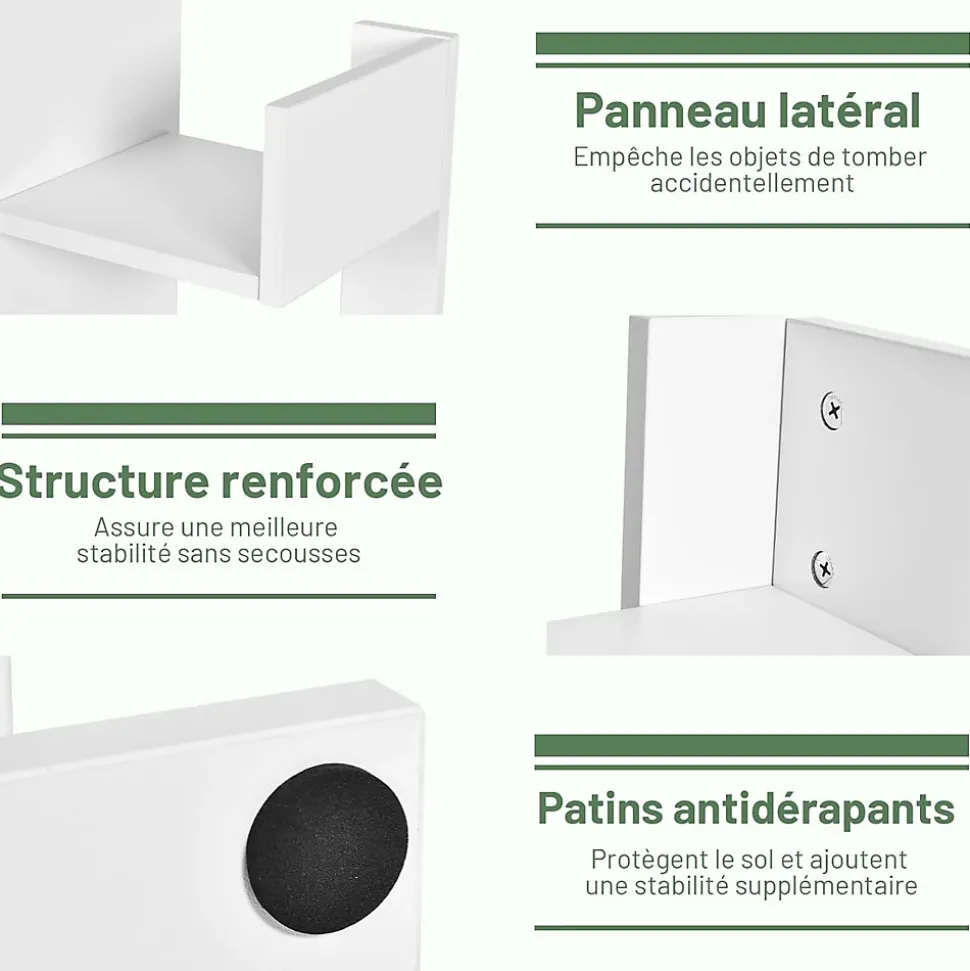 Bibliothèque à 8 Niveaux Forme Arbre Charge 80kg étagère de Rangement de Bureau avec Dispositif Anti Basculement Blanc