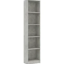 Bibliothèque à 5 niveaux Gris béton 40x24x175cm Bois ingénierie vidaXL